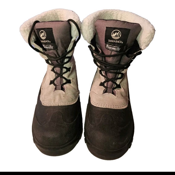 Women's Tamarack Thermolite Snow Boot Tan Black Size 8 - Picture 2 of 8